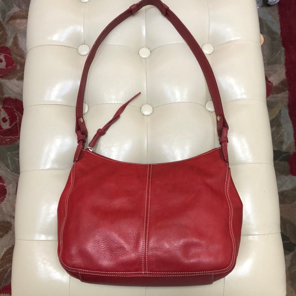 Massini genuine leather handbag, RED